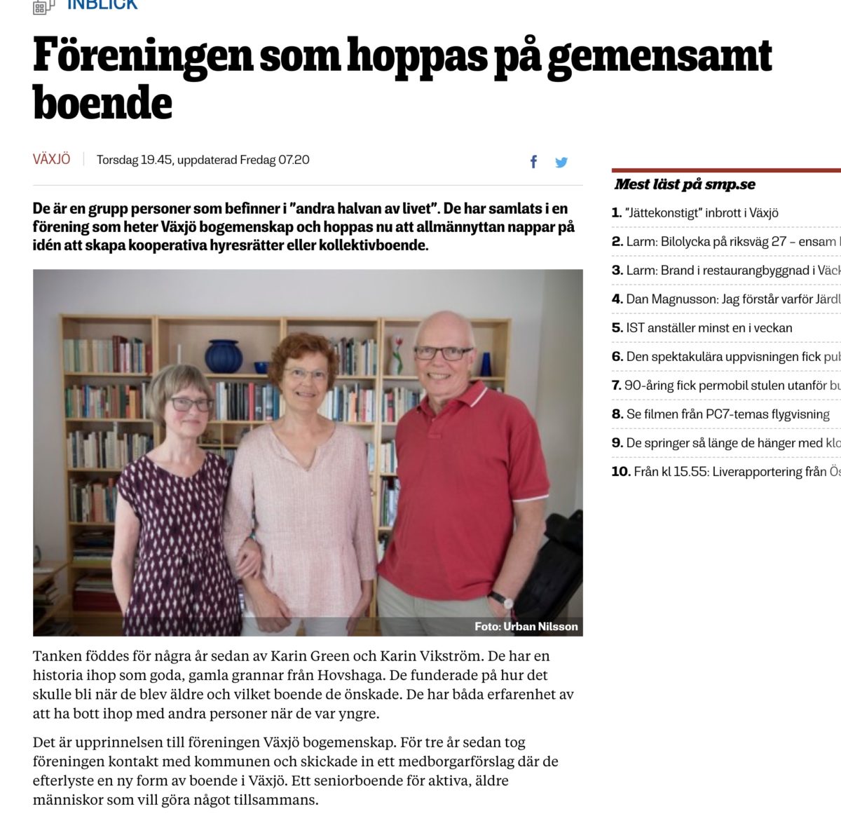 Föreningen som hoppas på ett gemensamt boende i Växjö
